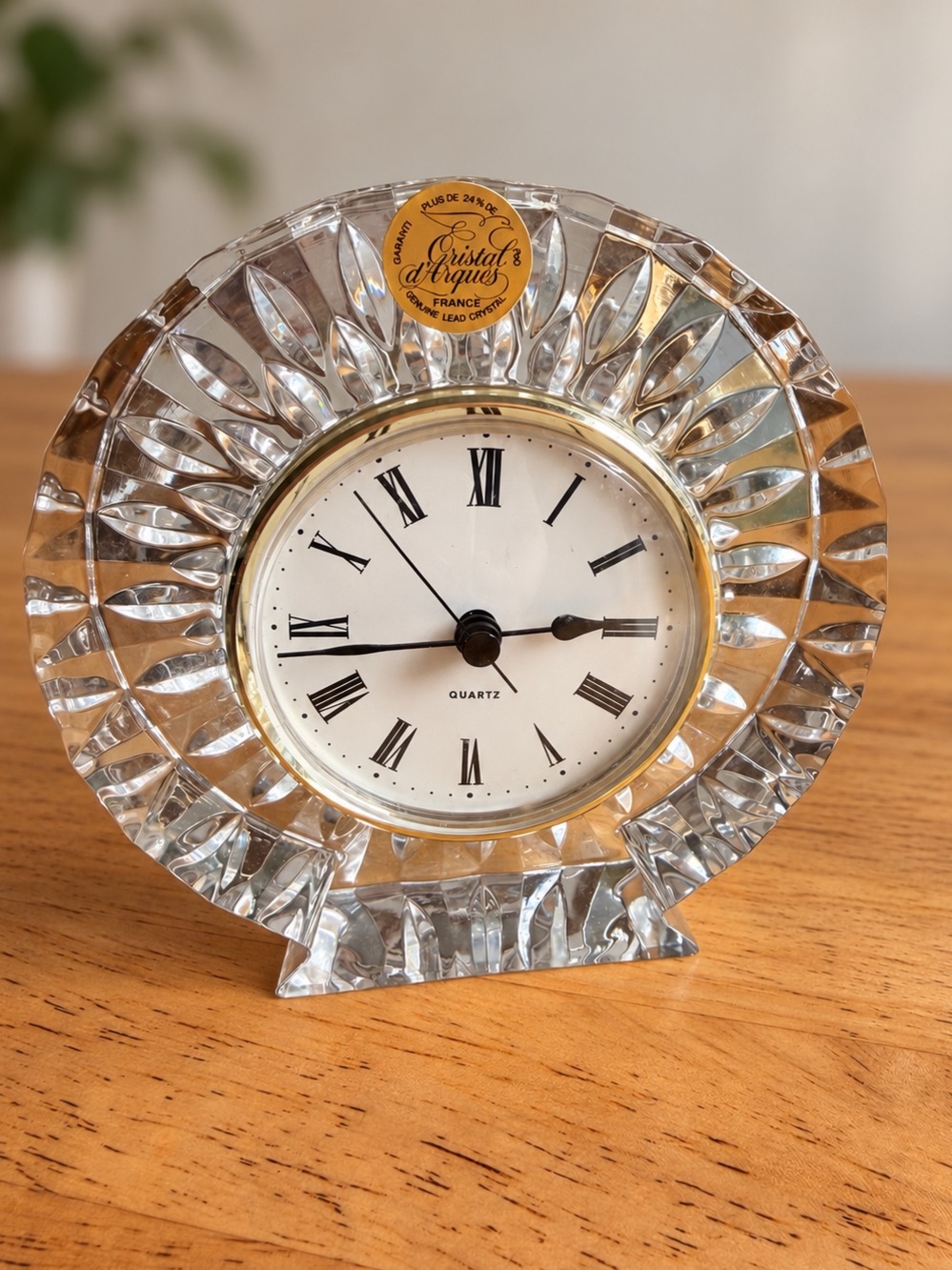 Vintage Cristal d’Arques France Lead Crystal Clock Roman Numerals Nancy Meyers